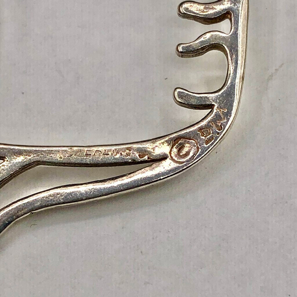 Vtg Navajo Belinda Woody Sterling Silver Cat Brooch /b