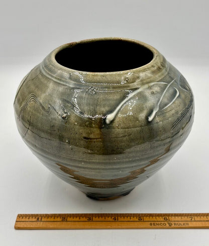Studio Pottery Jar Surface Decoration Signed /j