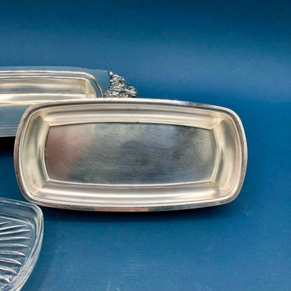 Wallace Silver Plate “Baroque” Covered Butter Dish w/ Glass Insert /b