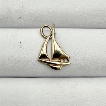 14k Gold Box Chain with Two 14k Sailboat Pendants and Fresh Water Pearl Pendant
