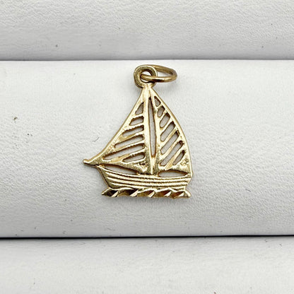 14k Gold Box Chain with Two 14k Sailboat Pendants and Fresh Water Pearl Pendant