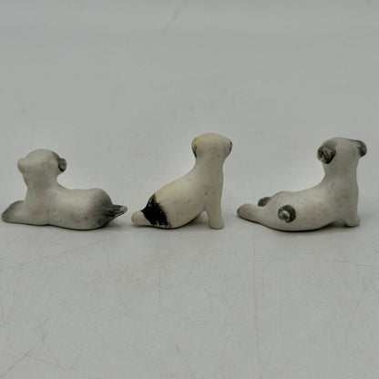 Lot Of 10 Vintage Miniature Bisque Animal Figurines Dog Bunny Cat Horse Penguin /cb