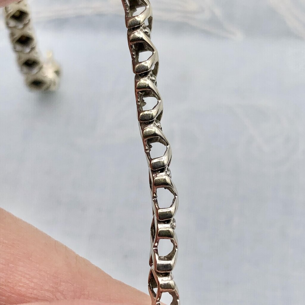 925 Sterling ~ Diamond & 18K Gold Tennis Bracelet /b