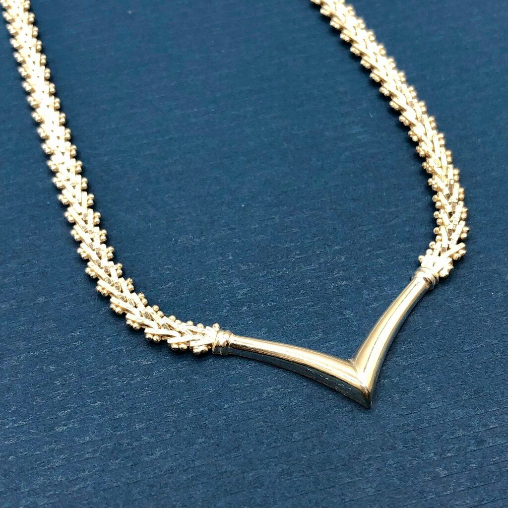 OTC Italy Sterling Silver 16” V-Neck Necklace /b