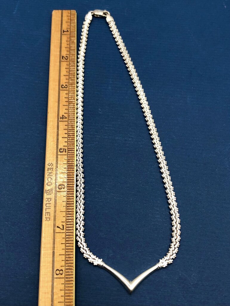 OTC Italy Sterling Silver 16” V-Neck Necklace /b