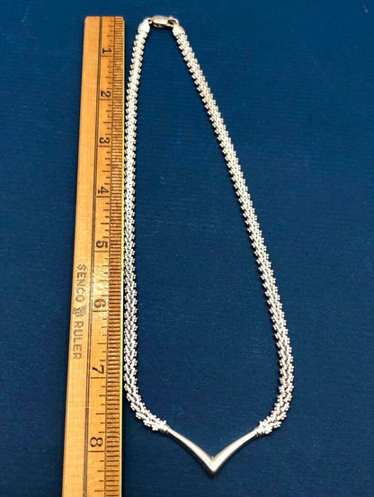 OTC Italy Sterling Silver 16” V-Neck Necklace /b