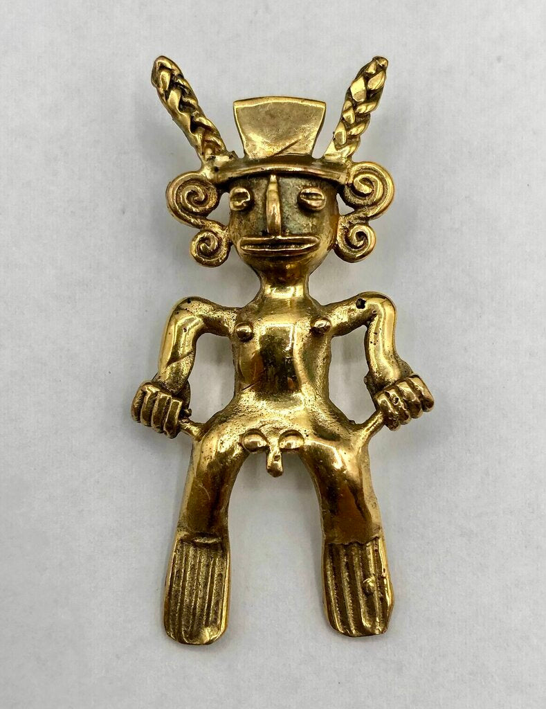 Central Caribbean Brass Shaman Diety Effigy Pendant /b