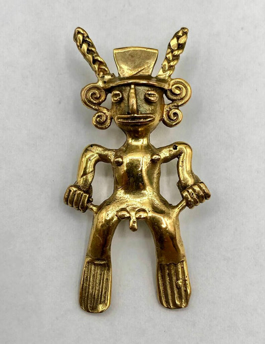 Central Caribbean Brass Shaman Diety Effigy Pendant /b