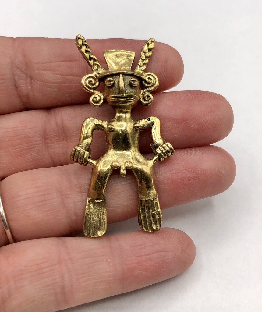 Central Caribbean Brass Shaman Diety Effigy Pendant /b