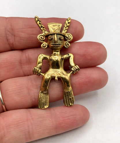 Central Caribbean Brass Shaman Diety Effigy Pendant /b