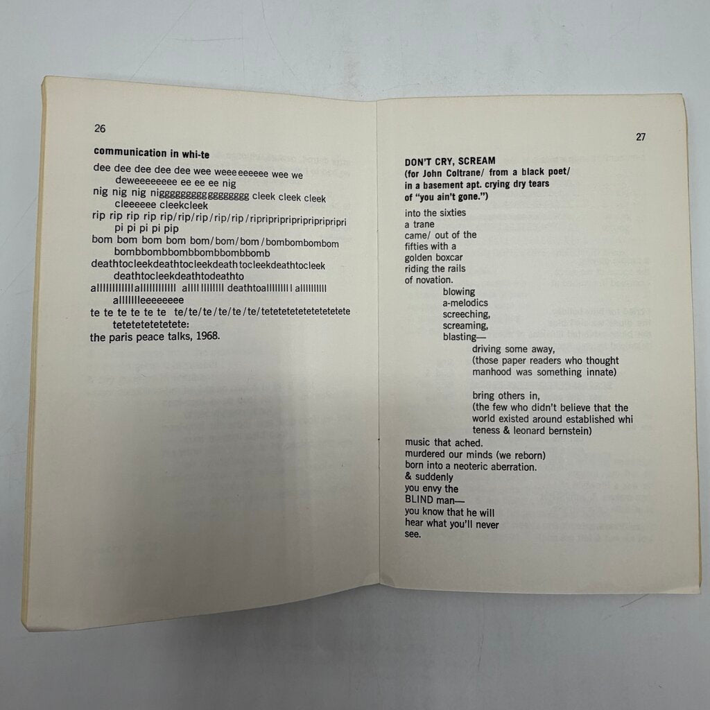 Black Words That Say: Don’t Cry, Scream By Don L. Lee Paperback 1970 Broadside Press /cb