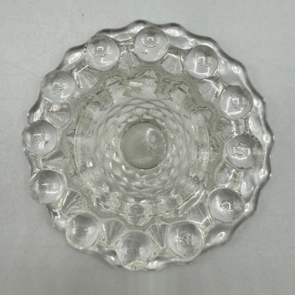 Pair of Vintage Duncan Miller Hobnail Candle Holders w/Bobeches & Prisms 5 1/2” /cb