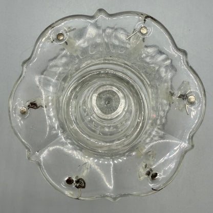 Pair of Vintage Duncan Miller Hobnail Candle Holders w/Bobeches & Prisms 5 1/2” /cb