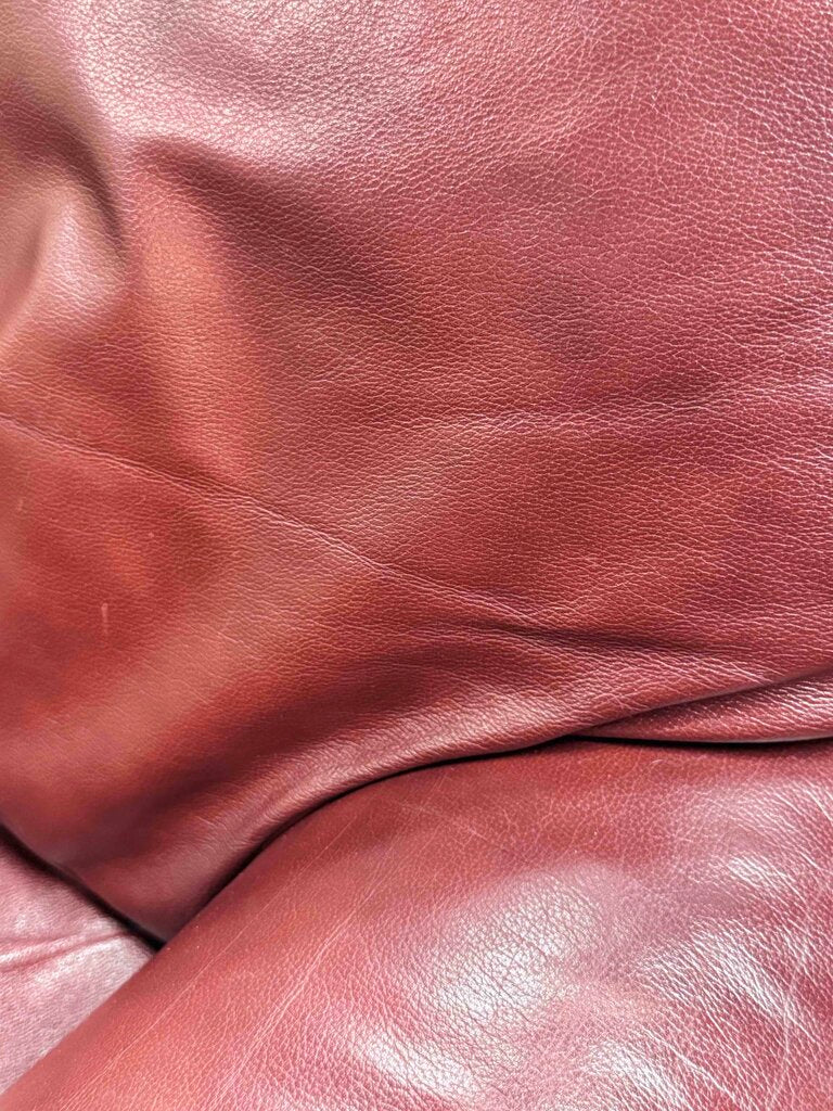 Red Leather Armchair With Brass Upholstery Tacks