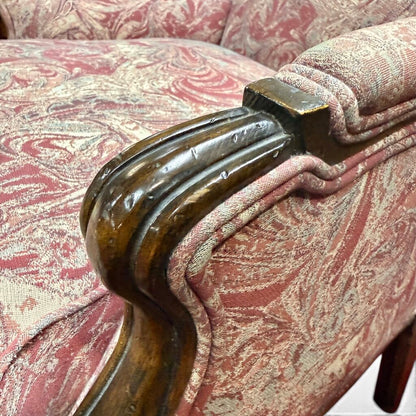 Red And Blue Marble Print Chair With Ottoman