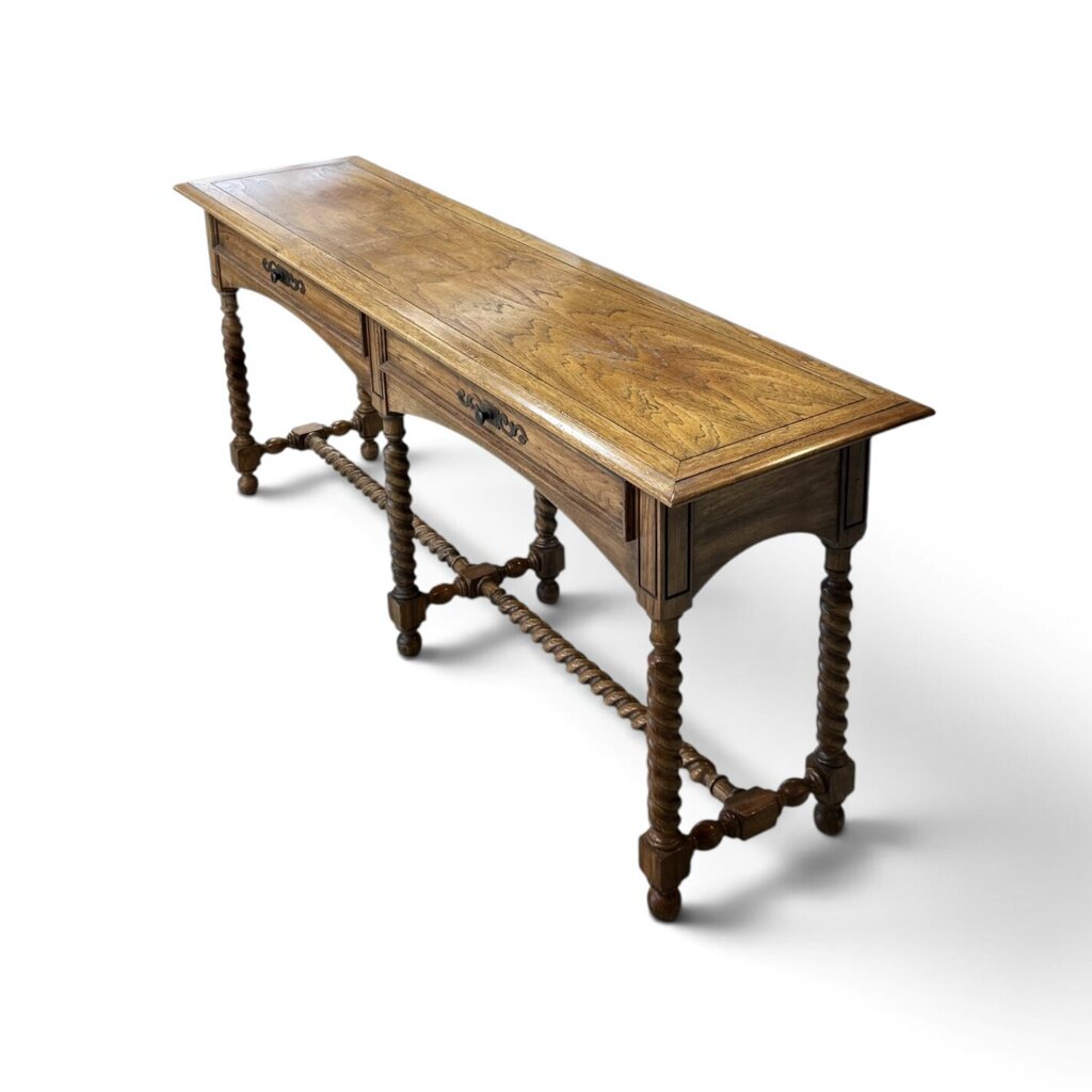 Hekman Oak 2 Drawer Foyer Table