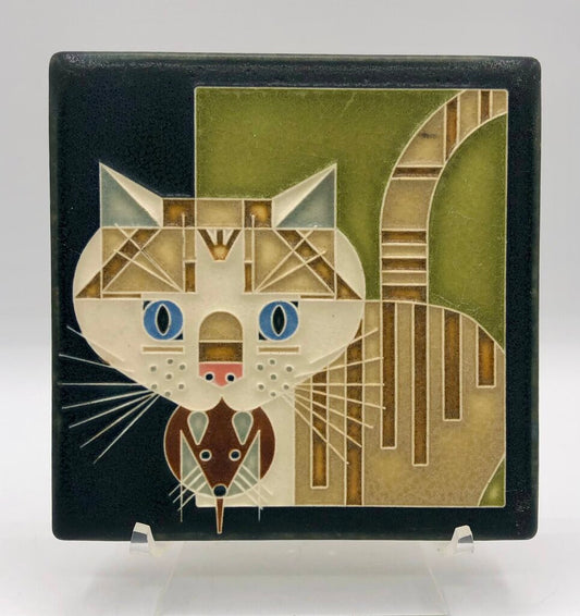 Charley Harper Barn Kitty Motawi Art Tile 6”x6” /b