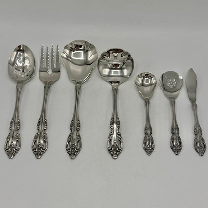 Oneida Community Stainless “Brahms” 7 Piece Serving Set Spoons Casserole Fork /cb