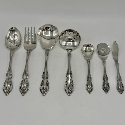 Oneida Community Stainless “Brahms” 7 Piece Serving Set Spoons Casserole Fork /cb