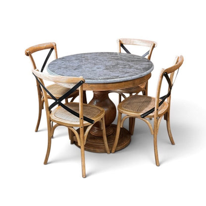 Marble Slate Round Dinning Table And 4 Chairs