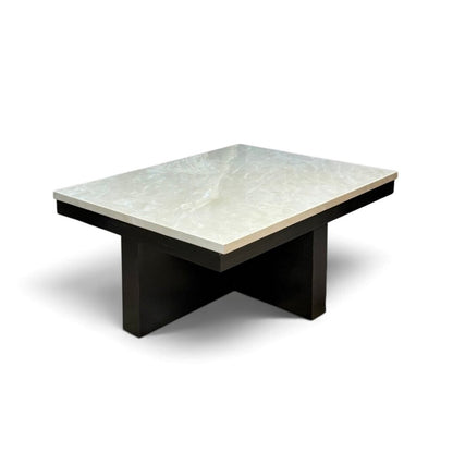 White Marble Top Black Base Coffee Table