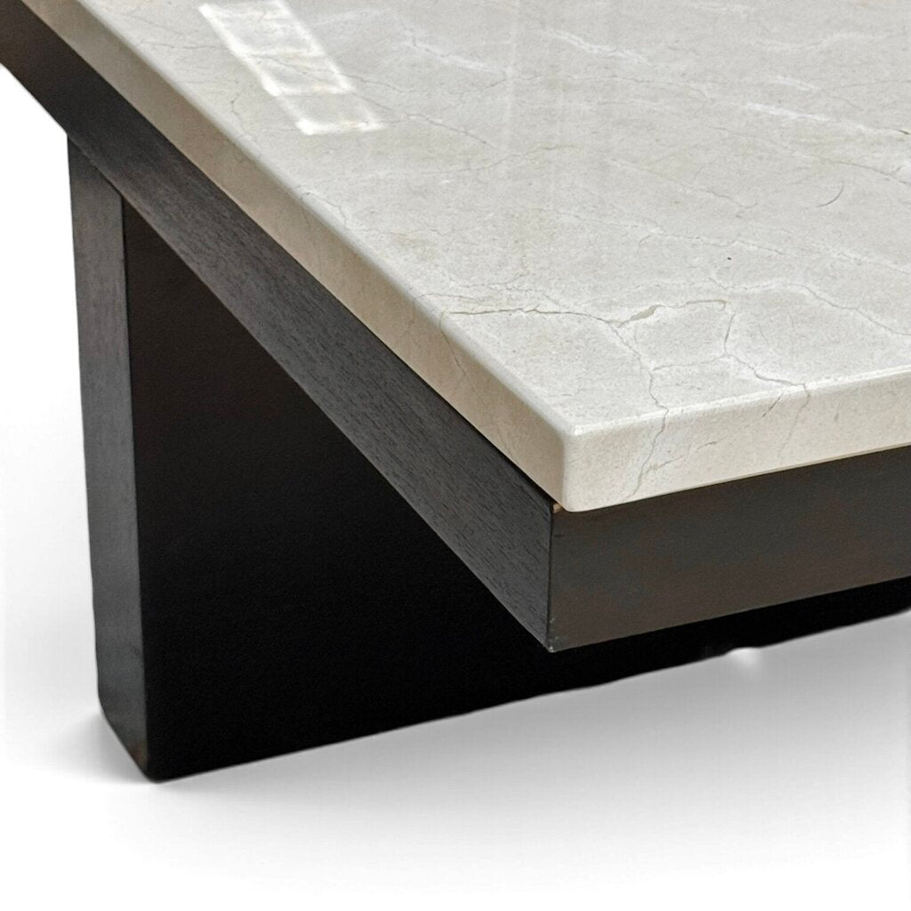 White Marble Top Black Base Coffee Table