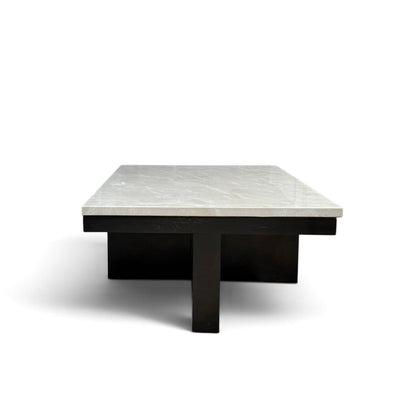 White Marble Top Black Base Coffee Table