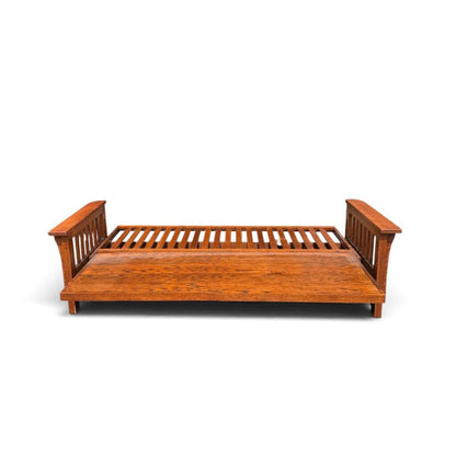 Red Oak Futon with Two Bed Cushions and Matching Pillows