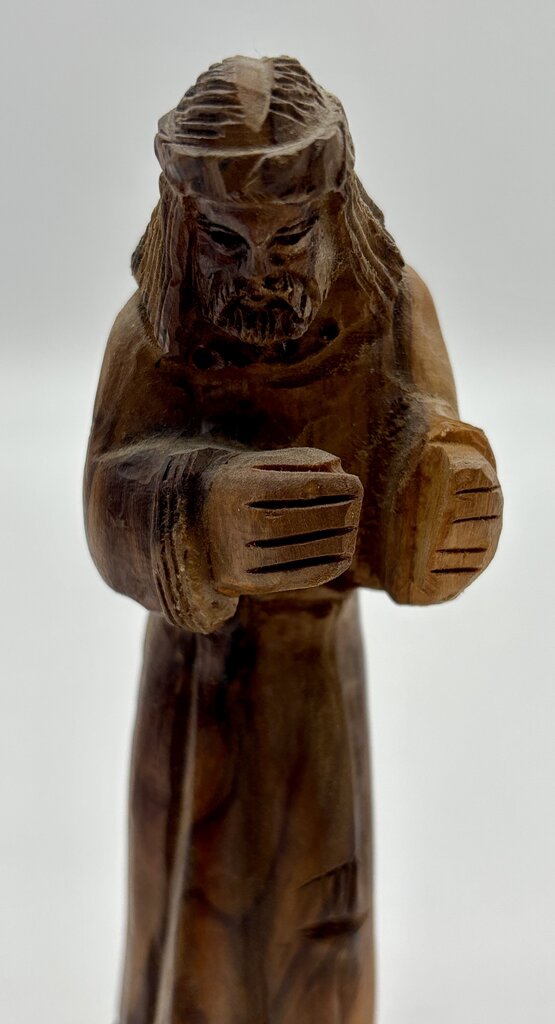 Vtg.Olive Wood Hand Carved Jesus Figure Carrying a Cross /j