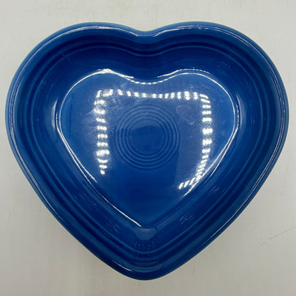 Homer Laughlin Fiesta Heart Shaped Bowls 7 1/2” Lapis & Scarlet Red Set/2 /cb