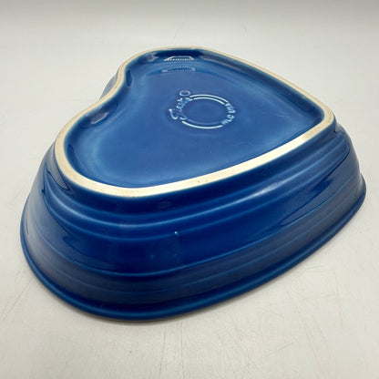 Homer Laughlin Fiesta Heart Shaped Bowls 7 1/2” Lapis & Scarlet Red Set/2 /cb