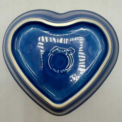 Homer Laughlin Fiesta Heart Shaped Bowls 7 1/2” Lapis & Scarlet Red Set/2 /cb