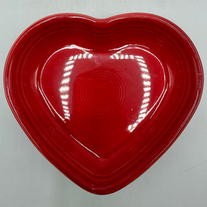 Homer Laughlin Fiesta Heart Shaped Bowls 7 1/2” Lapis & Scarlet Red Set/2 /cb