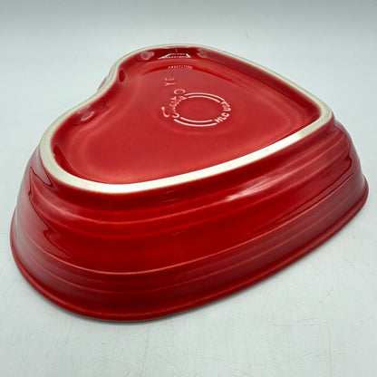 Homer Laughlin Fiesta Heart Shaped Bowls 7 1/2” Lapis & Scarlet Red Set/2 /cb