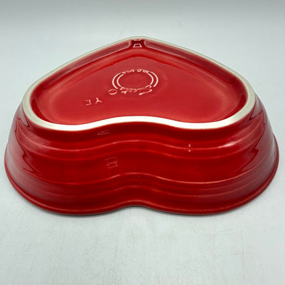 Homer Laughlin Fiesta Heart Shaped Bowls 7 1/2” Lapis & Scarlet Red Set/2 /cb