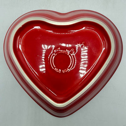 Homer Laughlin Fiesta Heart Shaped Bowls 7 1/2” Lapis & Scarlet Red Set/2 /cb
