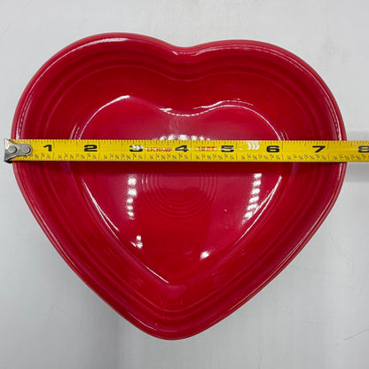 Homer Laughlin Fiesta Heart Shaped Bowls 7 1/2” Lapis & Scarlet Red Set/2 /cb
