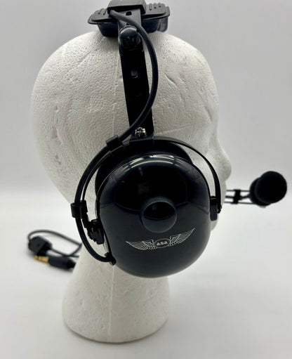 ASA Air Classics Aviation Headseet Two Prong Plug Black Pilot Headset with Case /j