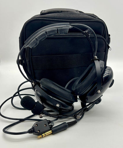ASA Air Classics Aviation Headseet Two Prong Plug Black Pilot Headset with Case /j