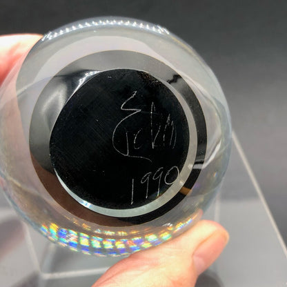 1990 Signed Robert Eickholt Dichroic Veil Fountain Paperweight /b