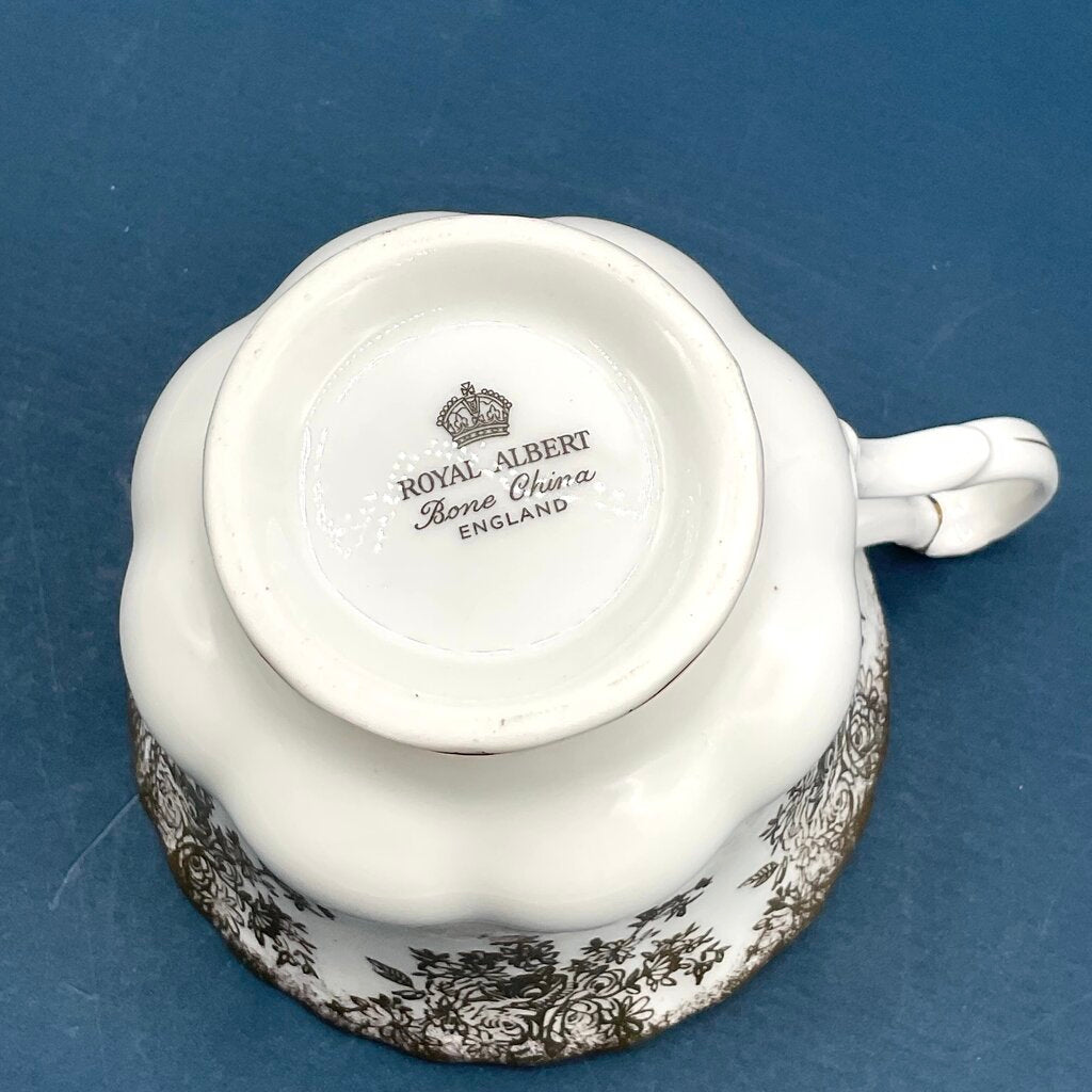 Vintage Royal Albert Gold Floral Chintz Montrose Teacup and Saucer /f