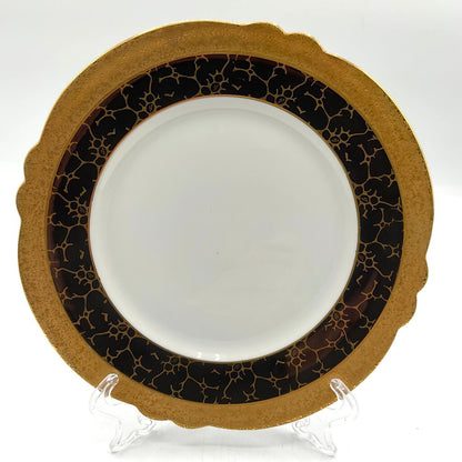 JLMenau Graf Von Henneberg East Germany Black and Gold Porcelain Saucer & Dessert Plate /f