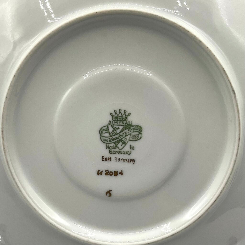 JLMenau Graf Von Henneberg East Germany Black and Gold Porcelain Saucer & Dessert Plate /f
