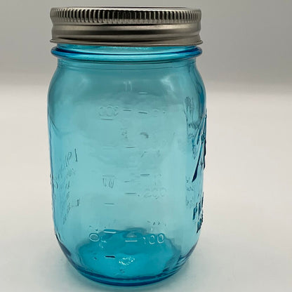 Set of 3 Vintage Style Ball Blue Mason Jars 100 Year Anniversary with Lids /f