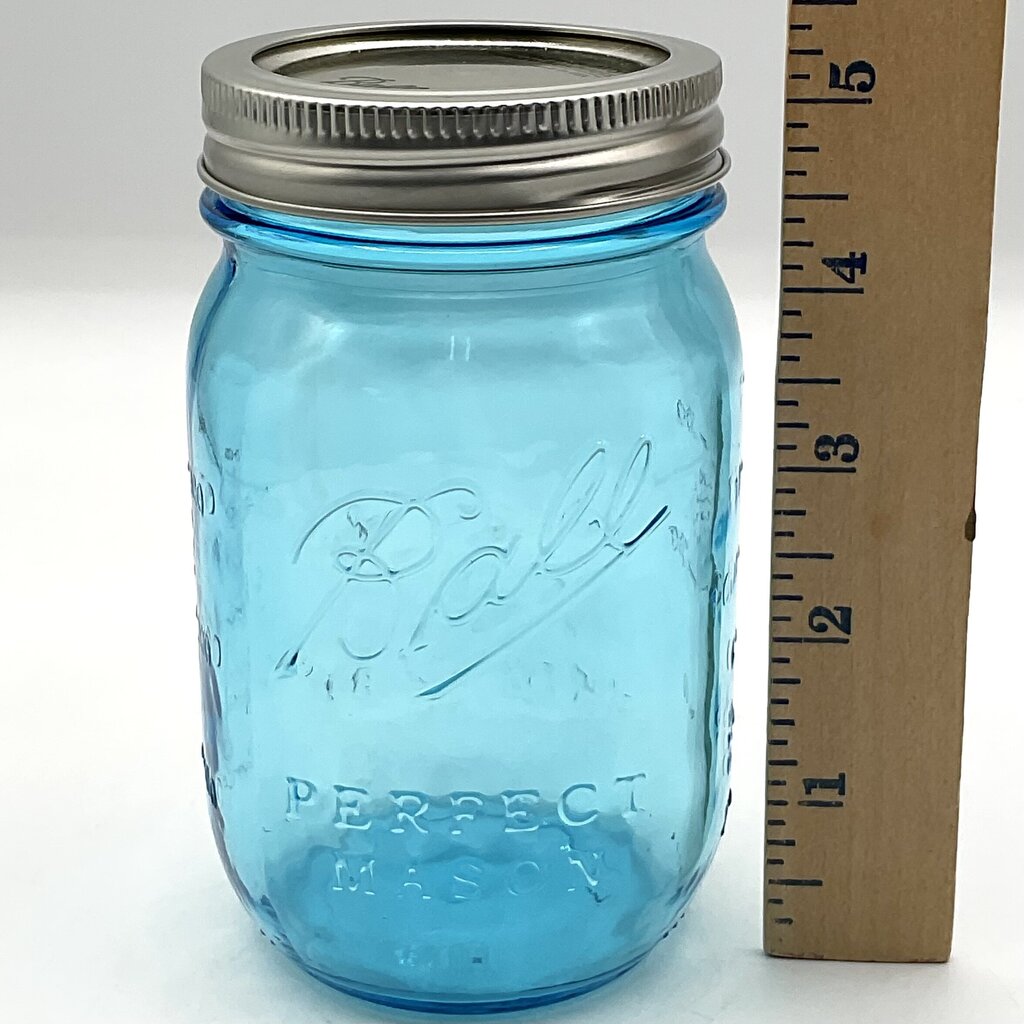 Set of 3 Vintage Style Ball Blue Mason Jars 100 Year Anniversary with Lids /f