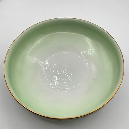 Antique Limoges France Pastel Green Porcelain Bowl and Charger with Hand Painted Pink Roses /f