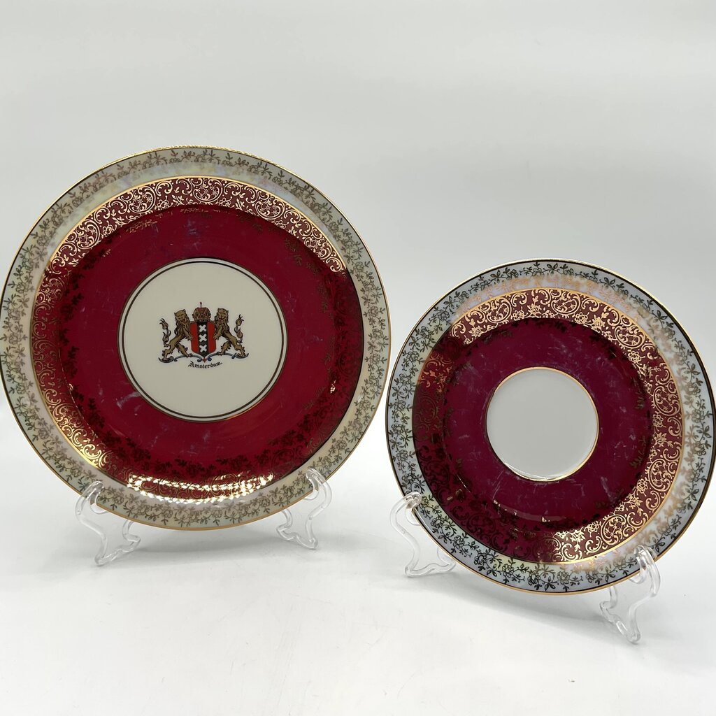 Antique Gerold Porzellan Teacup and Saucer with Dessert Plate /f