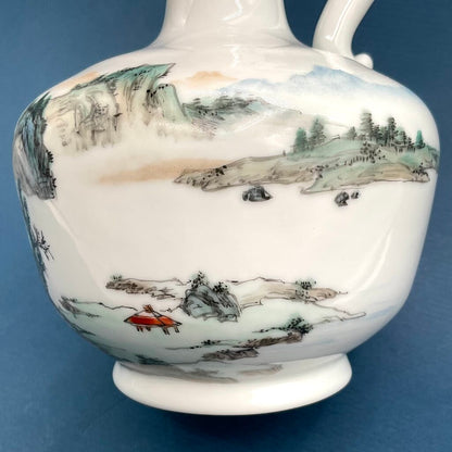 Hand Painted Asian Ewer with Wooden Stand and Original Box /f