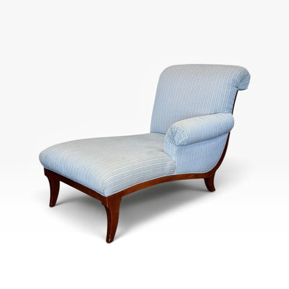 Blue Stripe Upholstered Chaise Lounge