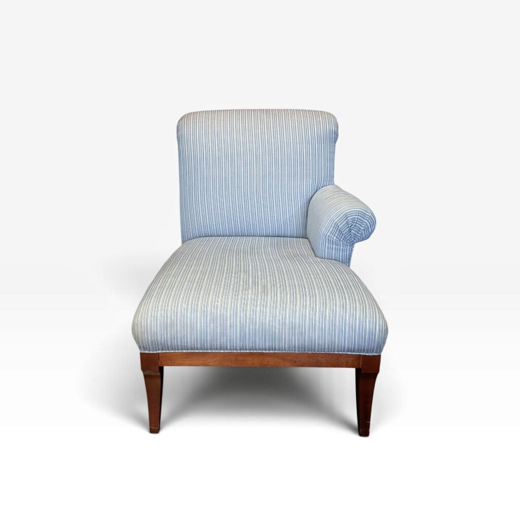 Blue Stripe Upholstered Chaise Lounge